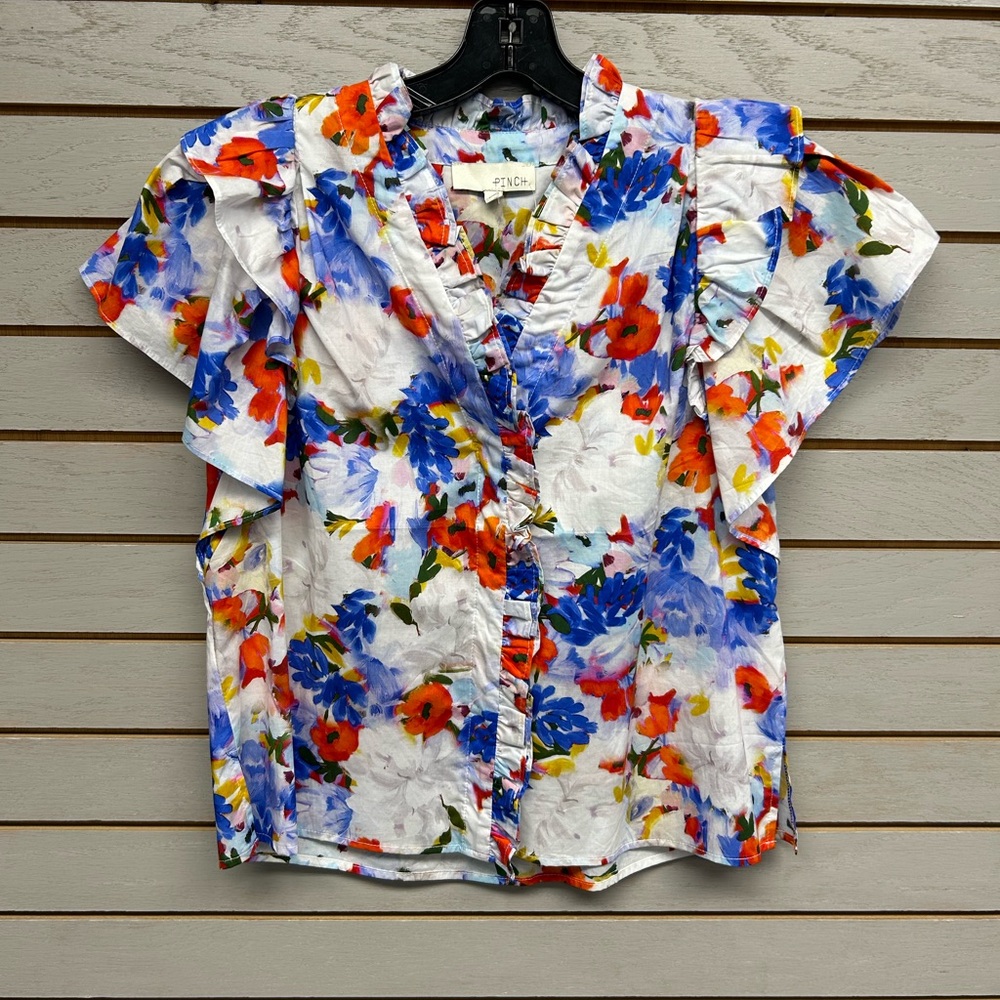 Pinch Multicolor Floral Blouse with Ruffle Sleeves